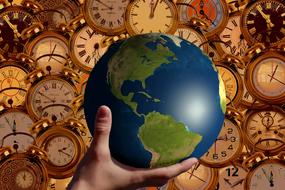 time clock globe hand drawing