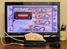 Money Euro and Monitor