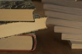 Colorful wood book stacks