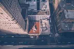 bird's eye view of traffic in downtown new york