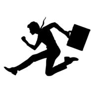 silhouette of a running young man with a briefcase
