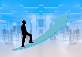 man silhouette curve arrow drawing