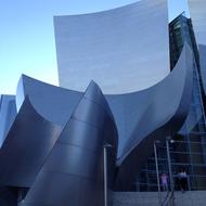 Walt Disney Concert Hall at dusk, usa, California, Los Angeles