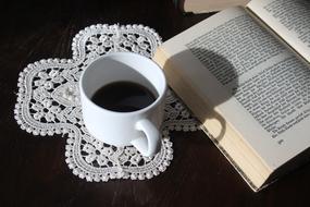 black coffee and book