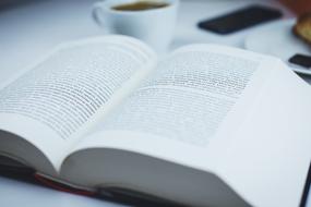 open book and coffee