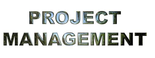 Project management sign on white background