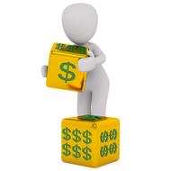 3d model cube yellow box dollars