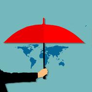 hand red umbrella drawing