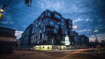apartment house in the evening