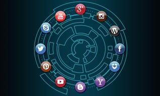 social media technology business drawing