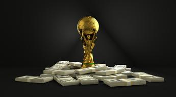 gold World Cup Trophy and money