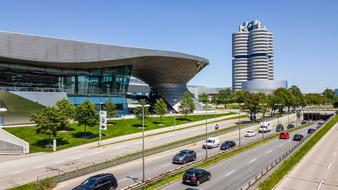 futuristic building at frankfurt ring, germany, Bavaria, Munich