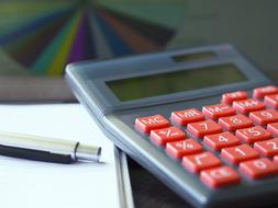 Calculator with red buttons