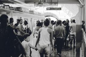 Train Station people black and white