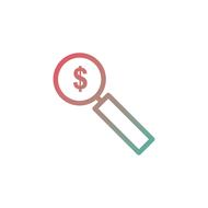 search icon with dollar as a drawing