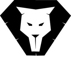 black and white lion head logo