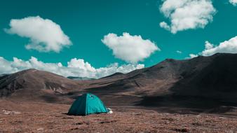 Cloud and green Tent
