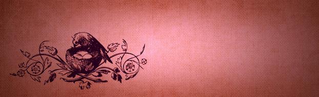 vintage banner, bird on nest with eggs