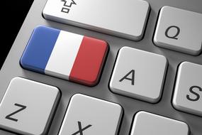 keyboard button with French flag close-up