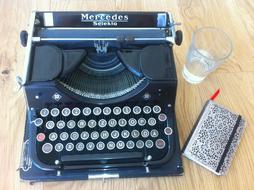 Typewriter Desk and water