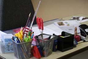 office desk with stationary