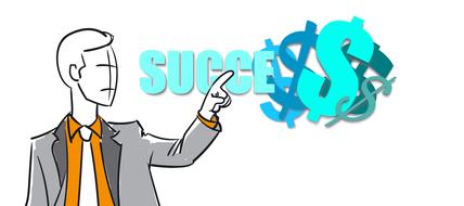 businessman success dollar drawing