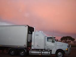 Truck Lorry Sunset pink