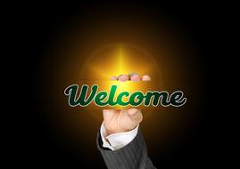 hand welcome business card drawing