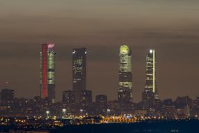 Skyscrapers at dusk, spain, Madrid