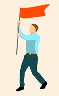 businessman flag leader drawing