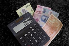 calculator and Vietnamese money