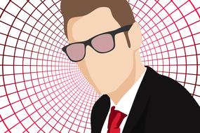 symbol of a businessman with glasses on a background of a computer web