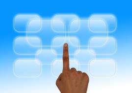 finger on the touch screen as an illustration