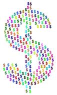 dollar sign with small colorful signs