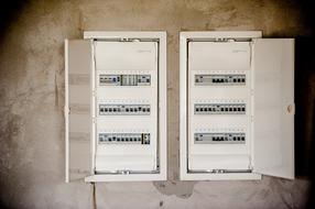 two open electrical panels