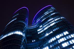 illuminated Towers at Night sky, croatia, zagreb