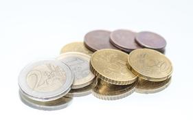 Money, Euro Coins on mirroring surface