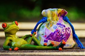 Money bug and ceramic frog