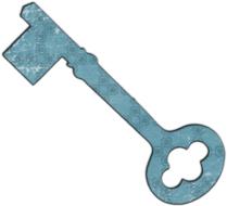 drawn blue key on white background