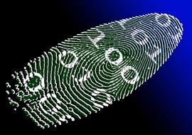 virtual identity, binary code on fingerprint