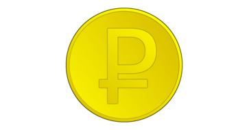Clipart of the gold Ruble coin at white background