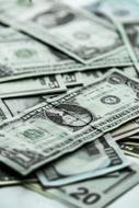 US dollars on a heap