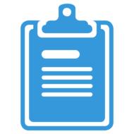 Blue and white icon of the folder, at white background, clipart