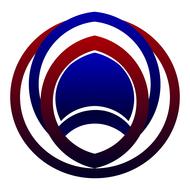 Red and blue, 3d business logo at white background