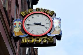 Neon street Sign with clock