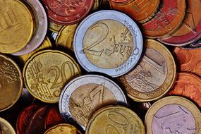 Colorful, different, metal euro cents