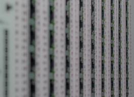 switches on the server close-up in a blurred background