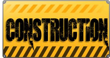 Black, orange and yellow "Construction" sign, on clipart