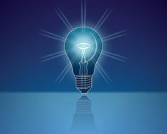 drawn light bulb on blue background