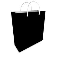 Black and white shopping bag, at white background, on clipart